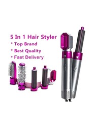 5-in-1 Hair Dryer Hot Air Brush, Grey/Pink