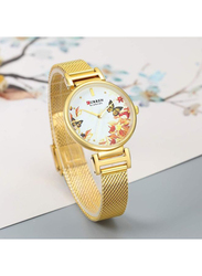 Curren Analog Watch for Women with Alloy Band, 9053, Gold-Multicolour