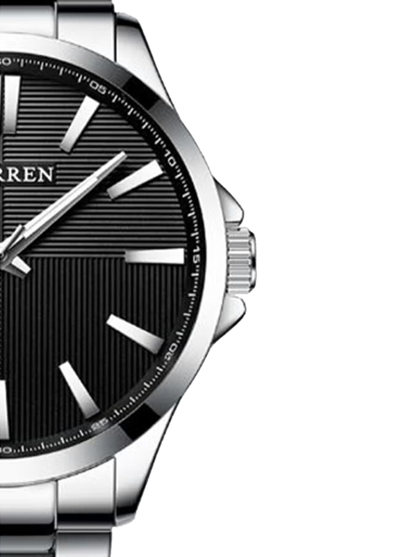 Curren Analog Watch for Men with Stainless Steel Band, Water Resistant, 8322, Silver-Black