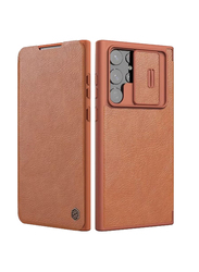 Nillkin Samsung Galaxy S22 Ultra Qin Leather Mobile Phone Case Cover with Slide Camera Protection, Brown