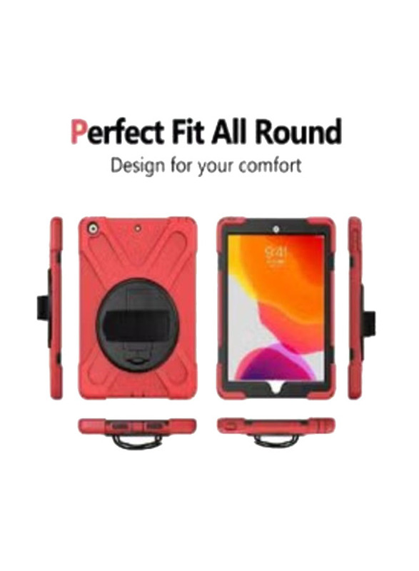 Apple iPad Pro 10.2 Inch 2021/2020/2019 3 Layer Kickstand Mobile Phone Case Cover, Red