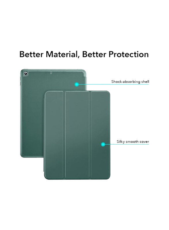 Esr Apple iPad 9/8/7 Gen 10.2-inch 2021/2020/2019 Trifold Stand Auto Sleep Wake Rebound Series Tablet Flip Case Cover with Pencil Holder, Green