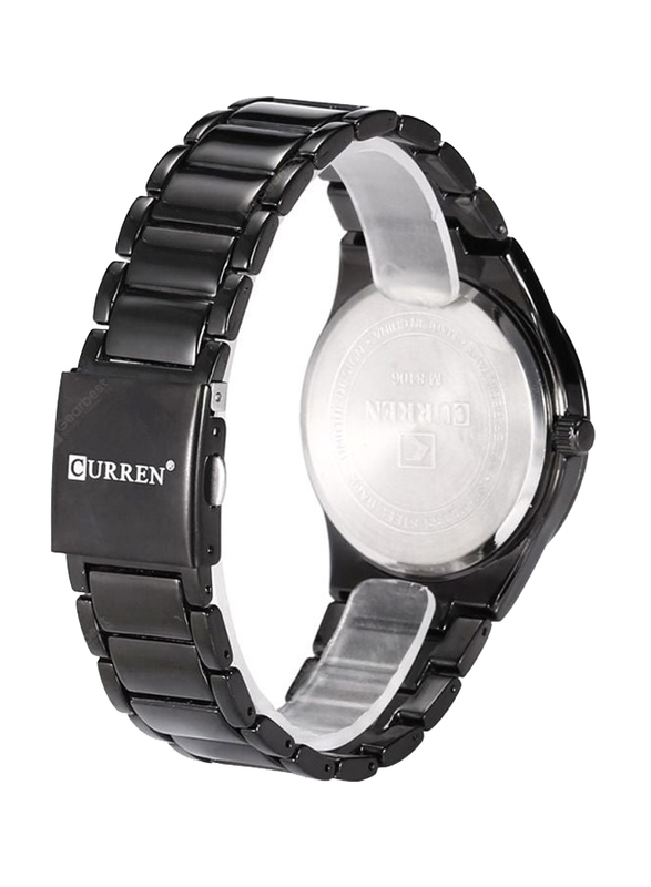 Curren Analog Watch for Men with Stainless Steel Band, Water Resistant, 8106, Black