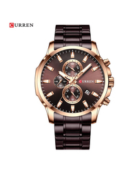 Curren Analog Watch for Men with Stainless Steel Band, Water Resistant, J4338BR-KM, Brown