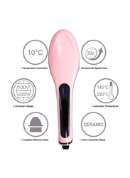 Xiuwoo Fast Hair Straightener Electric Comb Brush With LCD Display, Pink