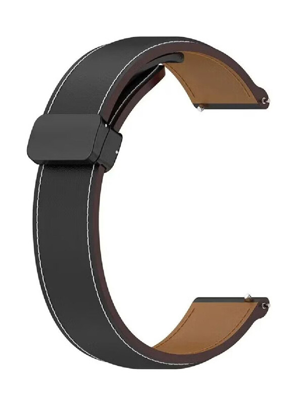 

Perfii Genuine Cow Leather Watch Strap 22mm Folding Buckle Wristband for Samsung Gear S3 Frontier/Gear S3 Classic, Black