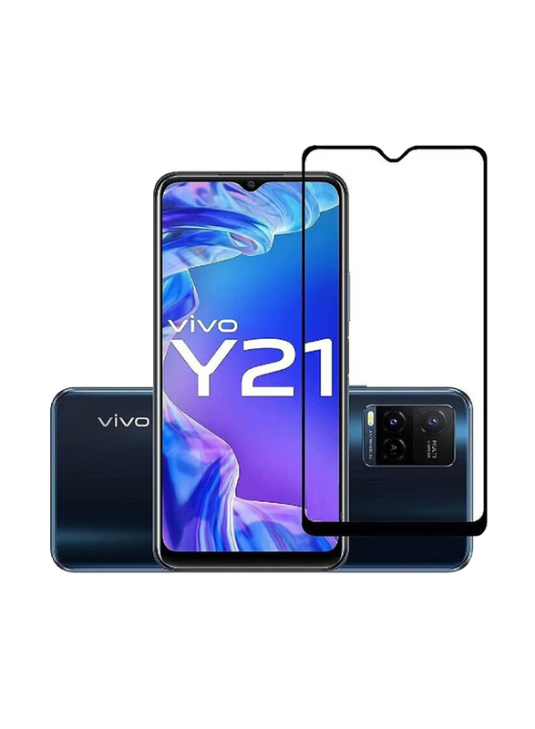 Vivo Y21 Tempered Glass Screen Protector, Black/Clear