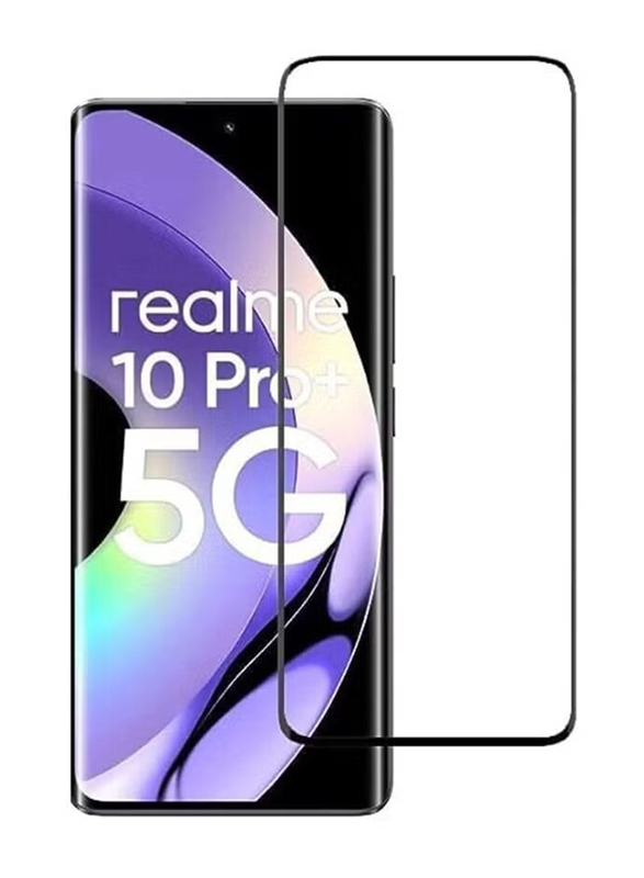 HYX Realme 10 Pro+ 5G 9H Hardness Full Glue HD Clarity Bubble Free Anti Finger Print Tempered Glass Screen Protector, Clear/Black