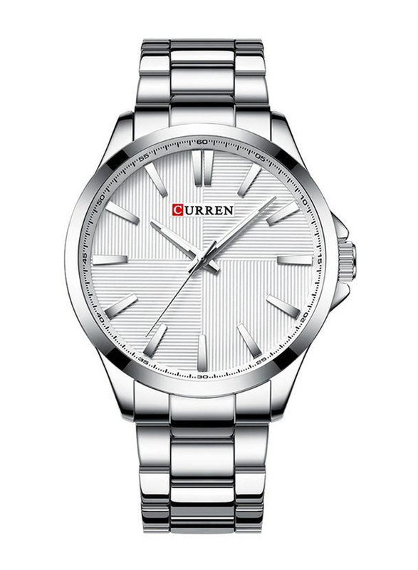 Curren Analog Watch for Men with Alloy Band, Water Resistant, J3953W-KM, Silver