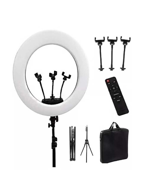 21-inch Selfie LED Photography and Video Studio Ring Light Kit, White/Black