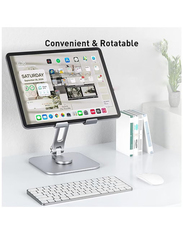 Gennext 360° Adjustable Stand Stable Foldable Desktop iPad Holder, Silver