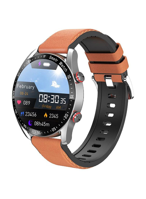 

Generic Bluetooth Smartwatch, Voice Call, HD Full Touching Screen, Fitness Trackers with Smart Reminder, Heart Rate, Sleep Monitor, IP67 Waterproof, Brown/Sil