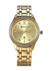 Curren Analog Watch for Women with Stainless Steel Band, Water Resistant, Cu9010GG, Gold