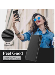 Case Me Google Pixel 7 Pro Protective Windows Smart View Flip Foldable Kickstand Mobile Phone Case Cover, Black