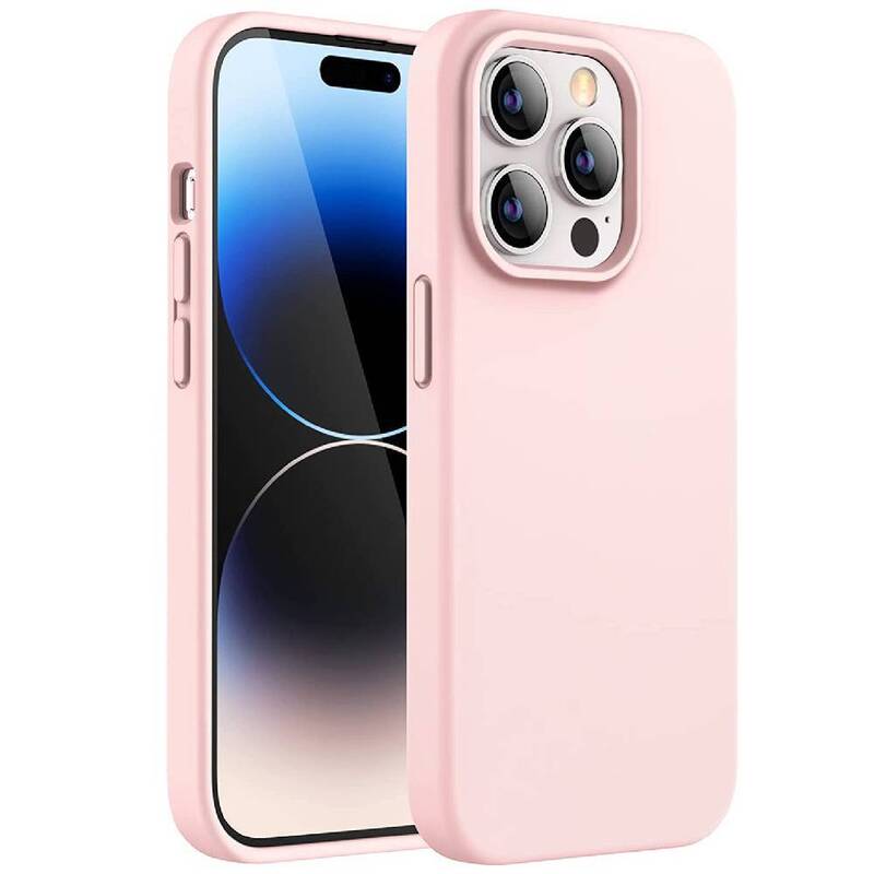 Apple iPhone 14 Pro Max 6.7-Inch Protective Silicone Shockproof Slim Thin Mobile Phone Back Case Cover, Pink