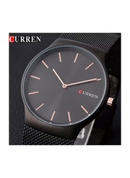 Curren Analog Watch for Men with Stainless Steel Band, Water Resistant, WT-CU-8256-B, Black