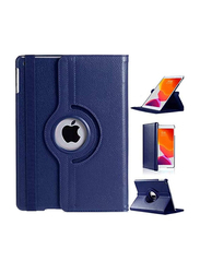 Apple iPad 10.2/10.5 Inch Leather 360 Degree Rotating Stand Folio Tablet Phone Flip Case Cover, Blue