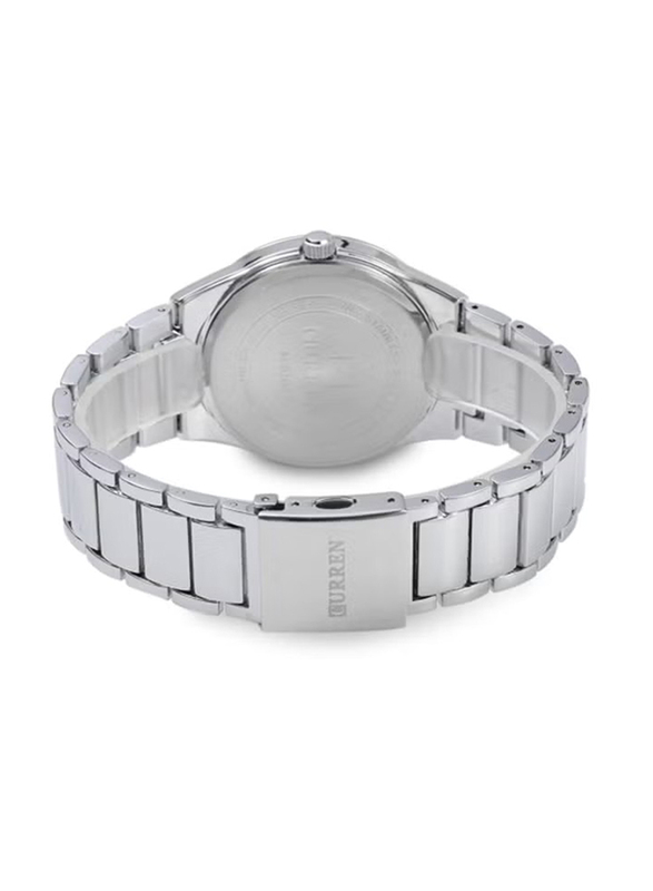 Curren Analog Watch for Men with Stainless Steel Band, Water Resistant, 8106, Silver-White