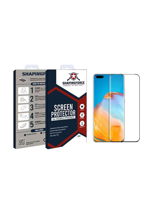 Shapingforce Huawei P40 Scratch Resistant Tempered Glass Screen Protector, Black/Clear