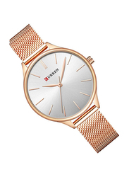 Curren Analog Watch for Women with Alloy Band, Water Resistant, 9024, Rose Gold-Silver