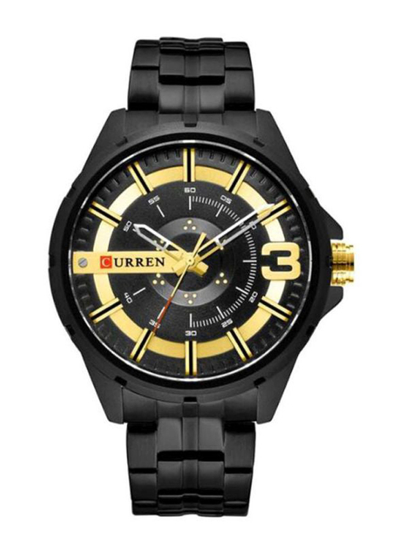 Curren Analog Watch for Men with Stainless Steel Band, Water Resistant, 8333, Black