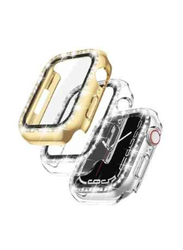 Diamond Case Cover for Apple Watch 45mm, 2 Pieces, Clear/Gold