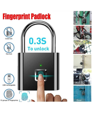 Arabest Smart Digital Alarm Pad Fingerprint Lock/Smart Biometric Fingerprint Padlock, Black