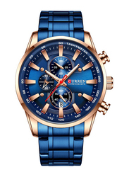 Curren Analog Watch for Men with Stainless Steel Band, Water Resistant & Chronograph, J4223BL-KM, Blue