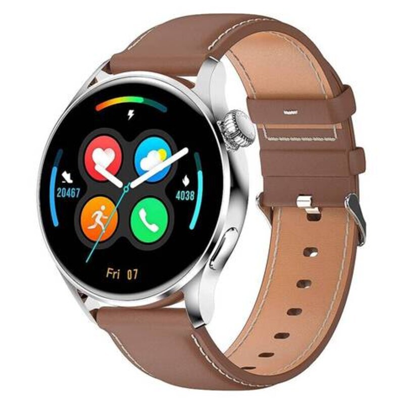 Round Full Touch Screen Bluetooth Smartwatch, Brown