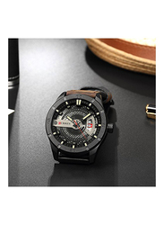 Curren Analog Watch for Men with Leather Band, Water Resistant, 8301, Deep Brown-Grey