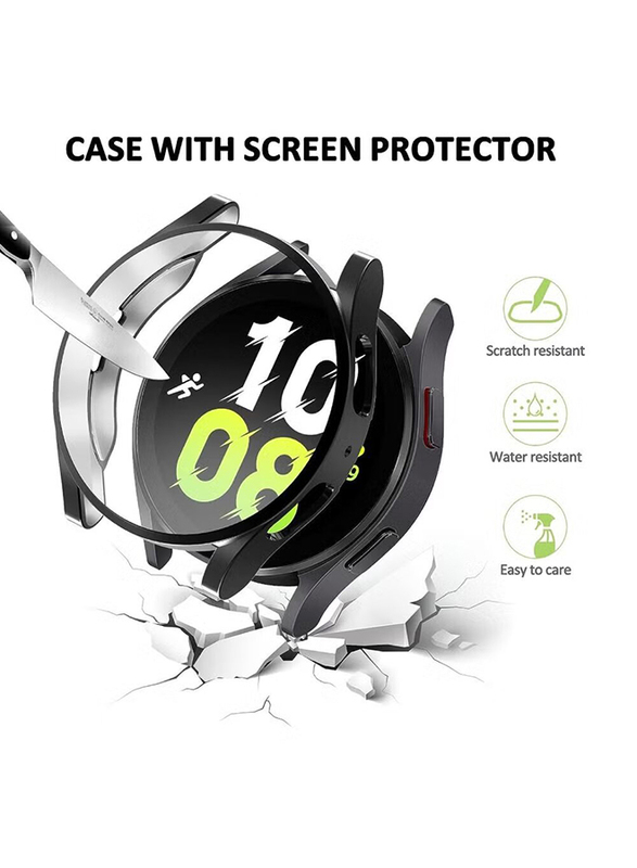 Zoomee Protective Ultra Thin Soft TPU Shockproof Case Cover for Samsung Galaxy Watch 4 44mm, Black