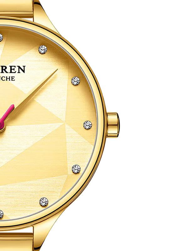 Curren Analog Watch for Women with Alloy Band, Water Resistant, 9047-4, Gold