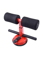 Portable Sit Up Bar for Floor Self-Suction Sit Up Assistant Device with Suction Cups & Height Adjustment, Black/Red