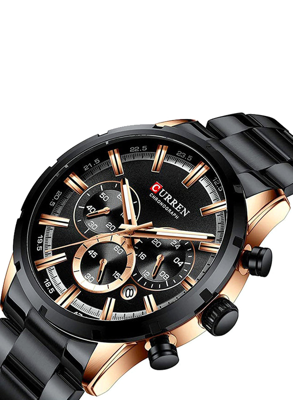 Curren Analog Watch for Men with Alloy Band, Water Resistant and Chronograph, 8355, Black