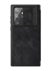 Nillkin Samsung Galaxy S23 Ultra Camera Protection Leather Flip Luxury wallet Business Style with Card Slot Mobile Phone Case Cover, Black