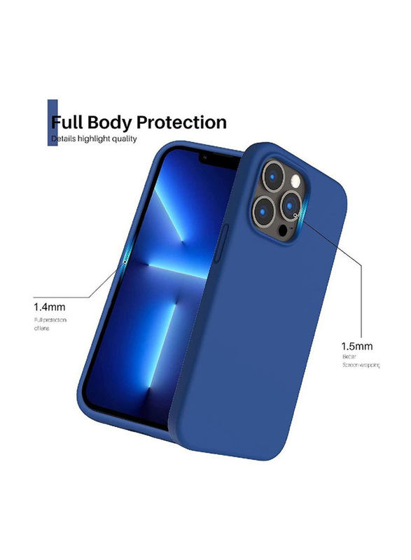 Apple iPhone 12 Pro Max Soft Liquid Gel Rubber Silicone Protective Mobile Phone Back Case Cover, Blue