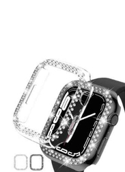 Crystal Frame Case Cover for Apple Watch Series 7 45mm, 2 Pieces, Clear/Black
