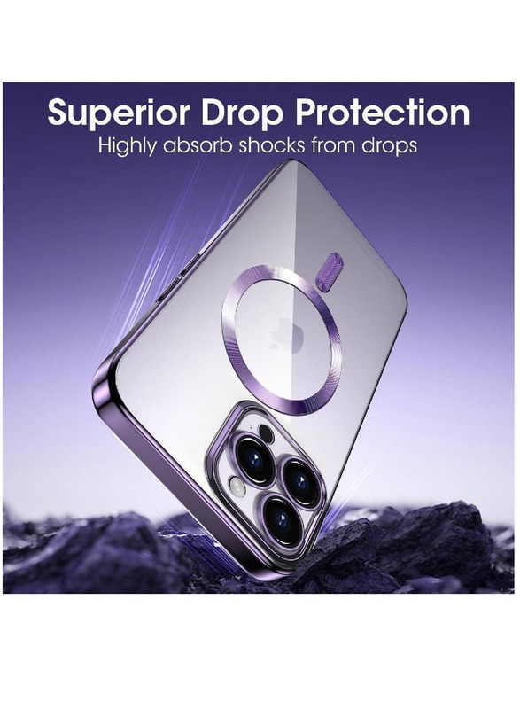 Olliwon Apple iPhone 15 Pro Max 6.1-Inch Protective Shockproof Anti-Scratch Magnetic MagSafe Camera Protection Mobile Phone Back Case Cover, Purple