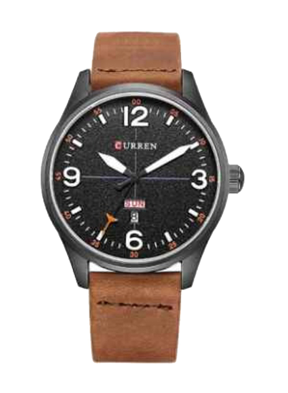 Curren Analog Watch for Men with Alloy Band, Water Resistant, WT-CU-8265-W2, Brown-Black