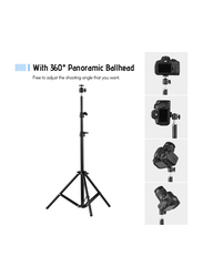 Aluminium Alloy Studio Photography Light Tripod Stand with Ball Head Cellphone Clamp, Black