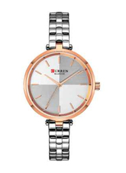 Curren Analog Watch for Women with Stainless Steel Band, Water Resistant, 9043, Silver