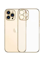 Apple iPhone 12 Pro Max Camera Protection Anti-Drop Matte Translucent Shell Aluminium Alloy Frame Anti-Fall Mobile Phone Case Cover, Clear/Gold