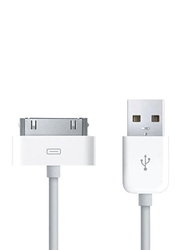 Data Sync Charging Cable, USB Male to 30-Pin for Apple Device, White