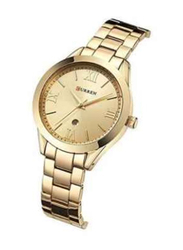 Curren Analog Watch for Women with Alloy Band, 9007, Gold