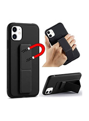 Apple iPhone 11 Mobile Phone Back Case Cover with Hand Grip Foldable Magnetic Kickstand, Black