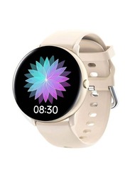 Full Touch Screen Round Smartwatch With All Motion Tracker, Beige