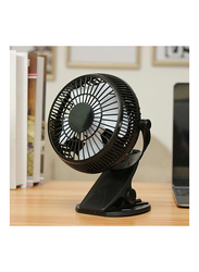 Mini USB Clip-On Desk Fan, FS015, Black