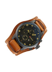 Curren Analog Watch for Men with Leather Band, Chronograph, J31CA1, Camel-Black