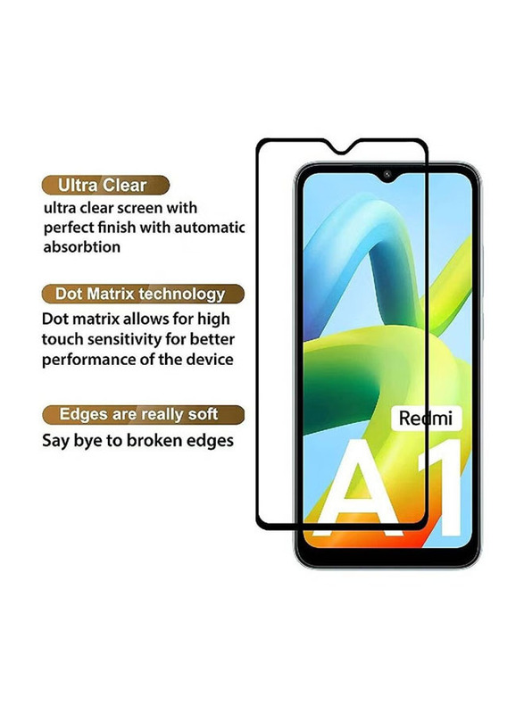 Xiaomi Redmi A1 Shockproof Full Coverage Tempered Glass Screen Protector, 2 Pieces, Clear