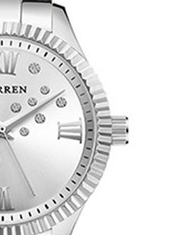Curren Analog Watch for Women with Stainless Steel Band, Water Resistant, 9009, Silver